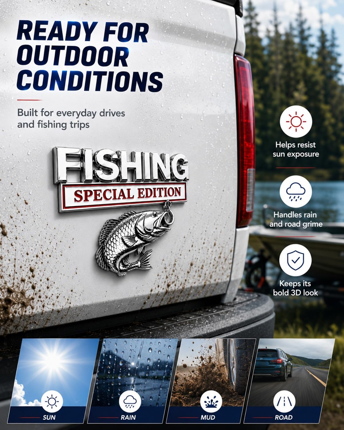 3D Metal Fishing Special Edition Car Emblem Badge Decal