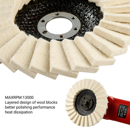 5-Inch Wool Felt Polishing Flap Disc Set for Angle Grinders
